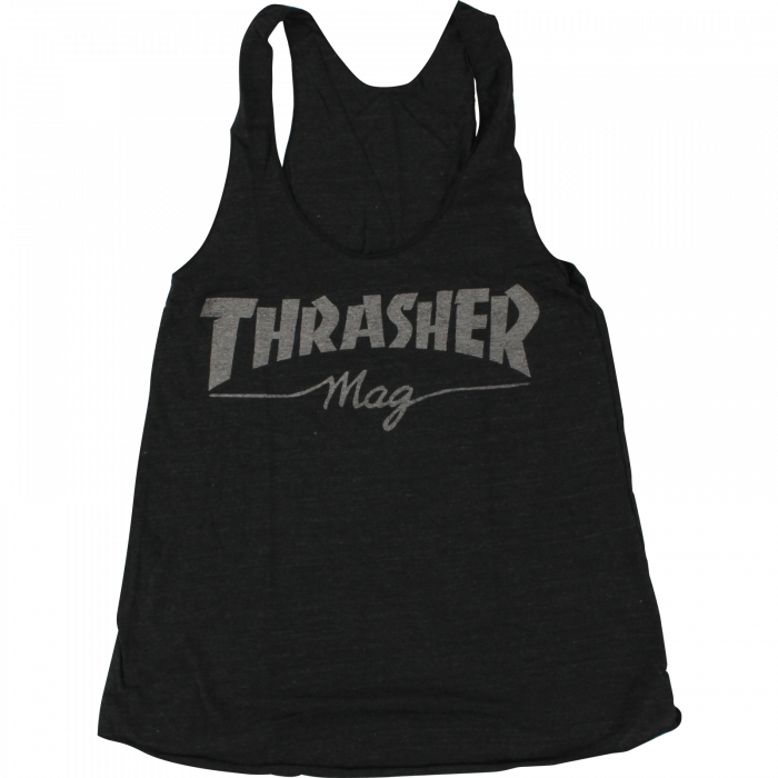 Thrasher Girls Mag Logo Racerback Tank S-Blk Hthr.