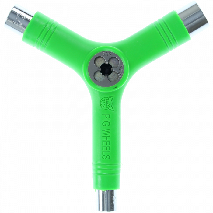 PIG SKATE TOOL-NEON GREEN tri-socket/threader