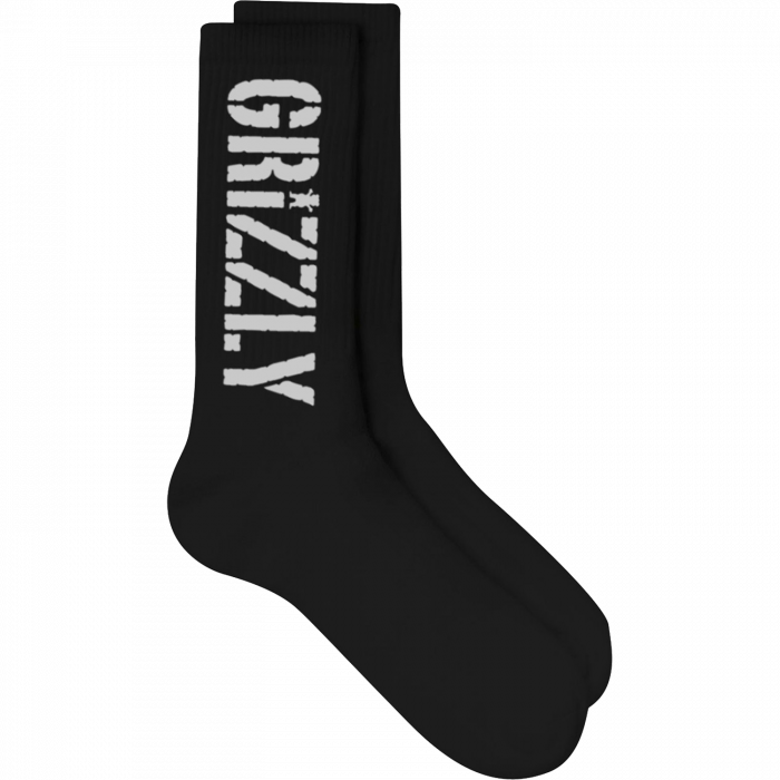 Grizzly Stamp Crew Socks Blk/Wht 1Pr