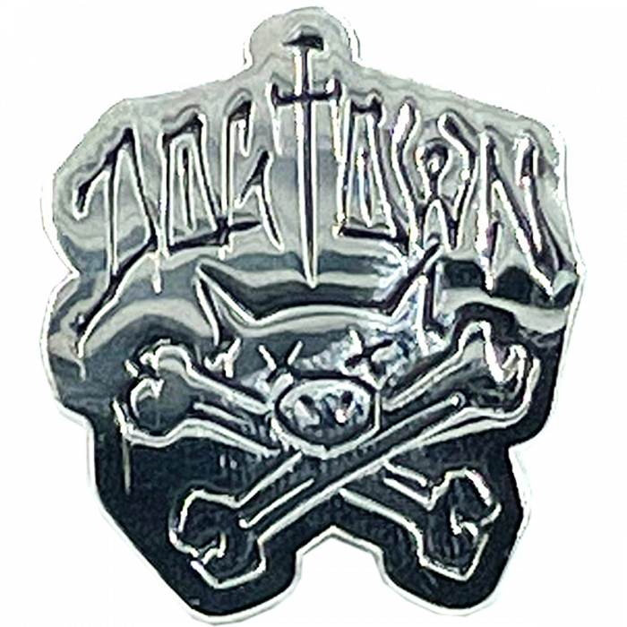 Dogtown Pig And Crossbones Enamel Pin 1.5" Sil/Blk