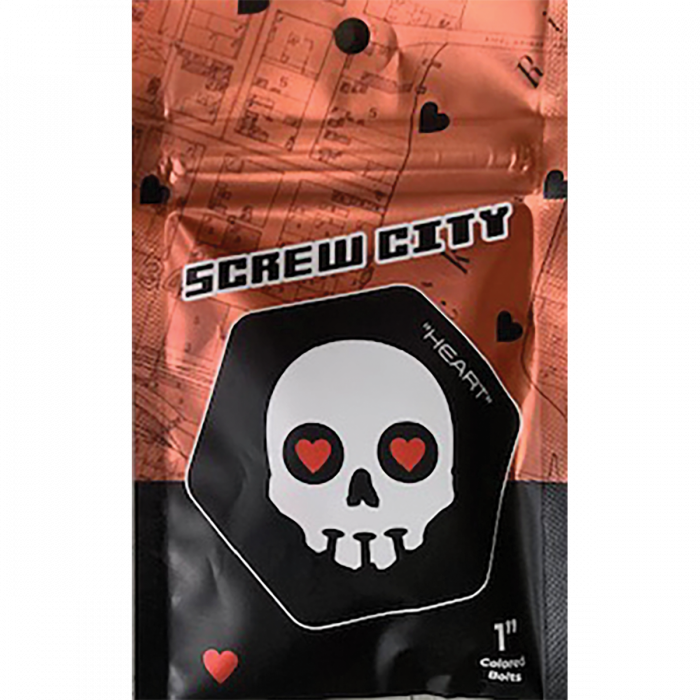 SCREW CITY HARDWARE SET 1" HEART RED