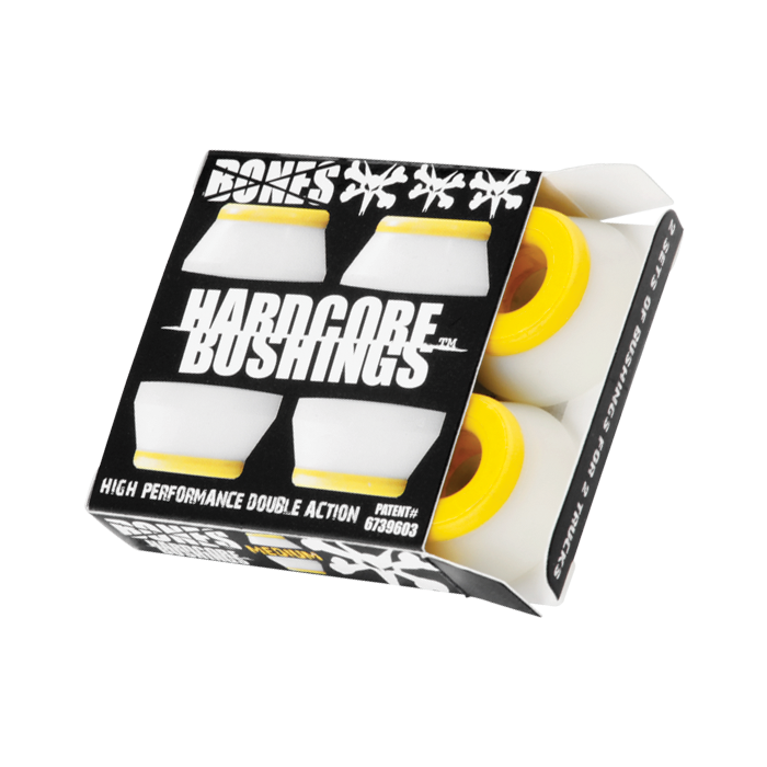 BONES HARDCORE 4PC MED WHITE/YELLOW BUSHINGS