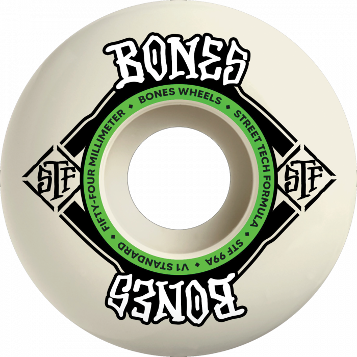 BONES STF V1 SQUARE LOGO 54MM 99A WHT/GRN