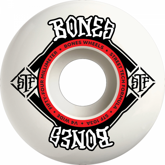 BONES STF V4 SQUARE LOGO 54MM 103A WHT/RED