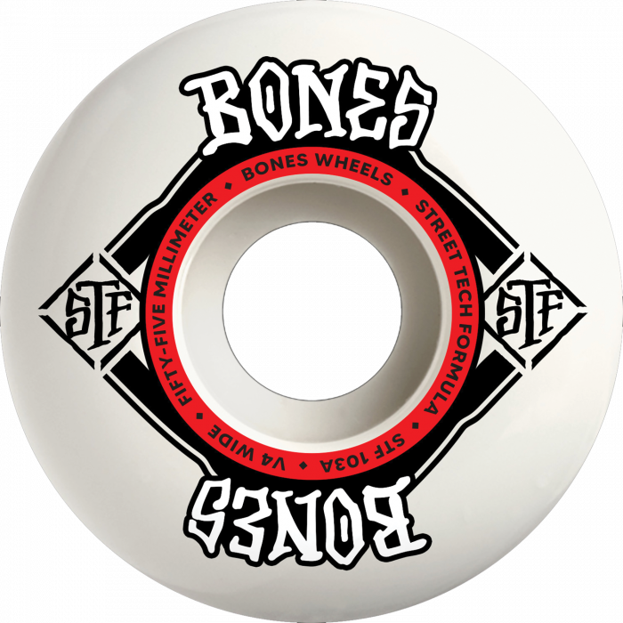 BONES STF V4 SQUARE LOGO 55MM 103A WHT/RED