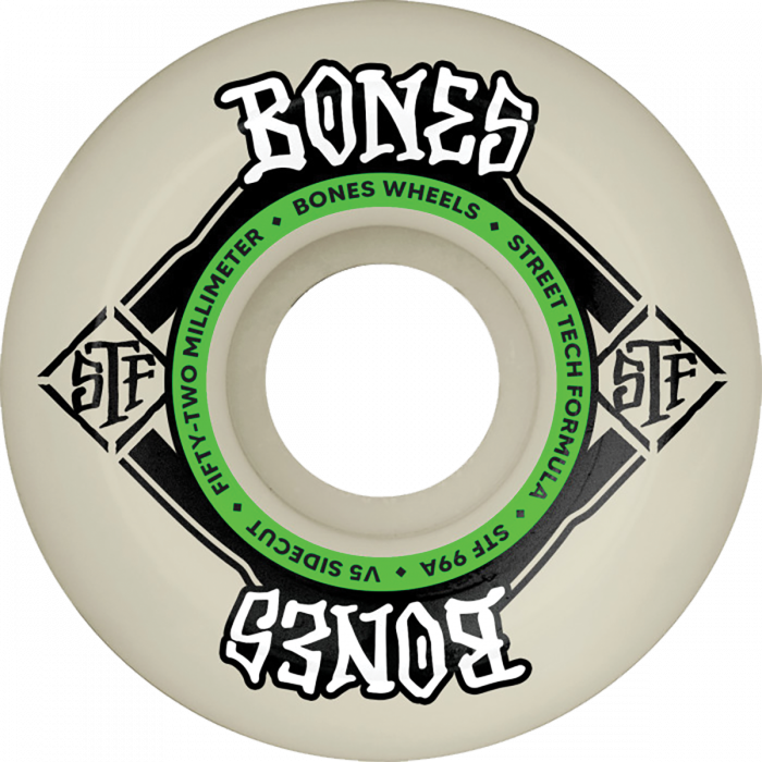 BONES STF V5 SQUARE LOGO 52MM 99A NAT/GRN