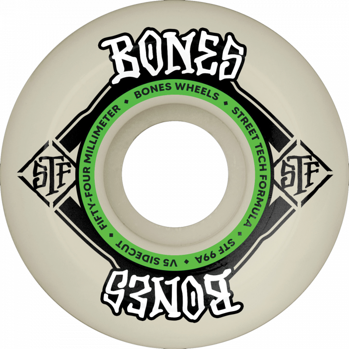 BONES STF V5 SQUARE LOGO 54MM 99A WHT/GRN