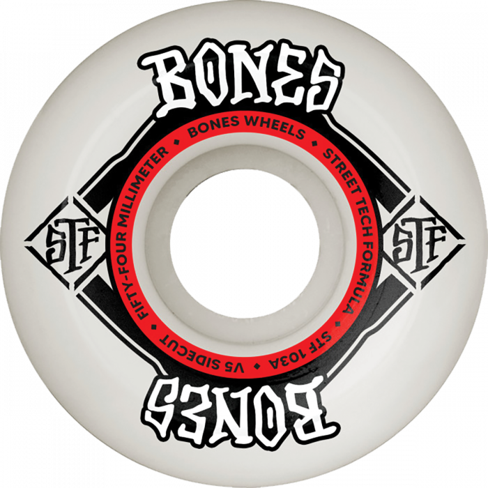 BONES STF V5 SQUARE LOGO 54MM 103a WHT/RED