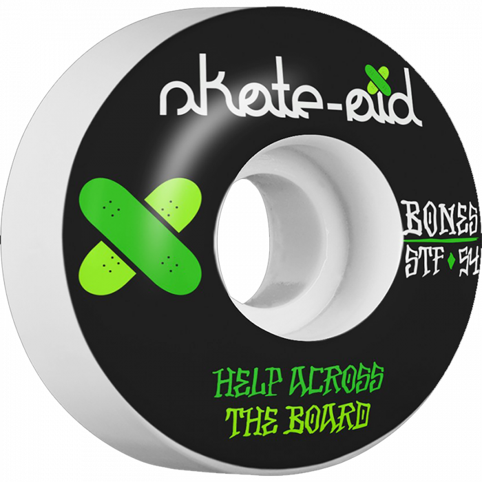 BONES STF SKATE AID II 54mm WHT/BLK W/GRN