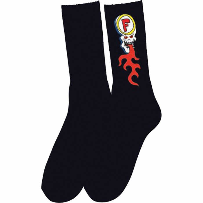 Found Skull Fire Crew Socks Black 1Pr