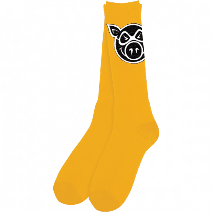 Pig Head Tall Socks Gold 1Pr