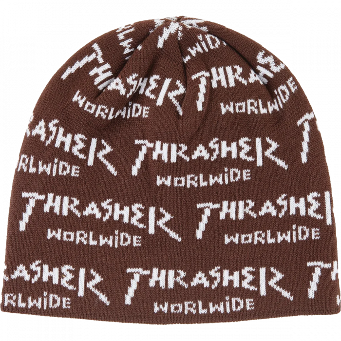 Thrasher Worlwide Skully Beanie Brown