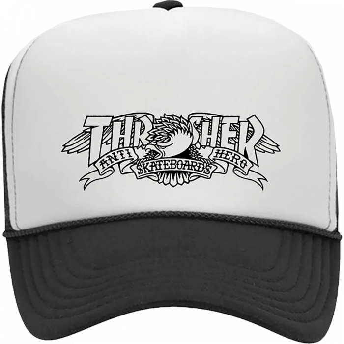 Thrasher Anti-Hero Mag Banner Trkr Hat Adj-Blk/Wht