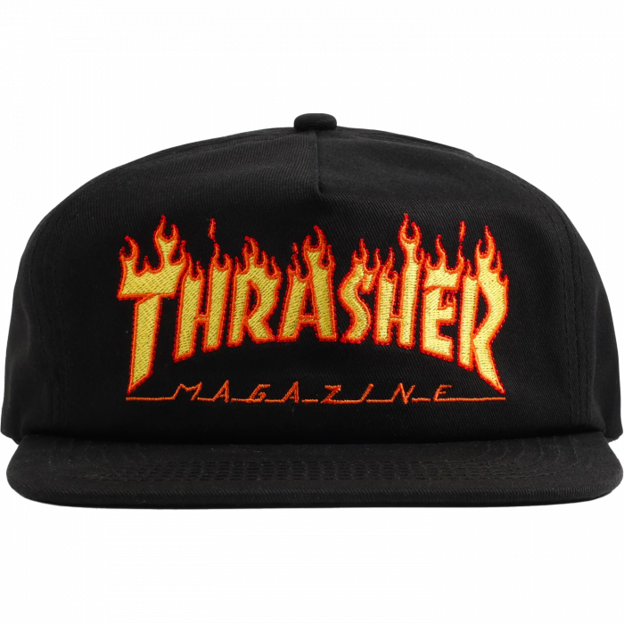 Thrasher Flame Embroidered Hat Adj-Black