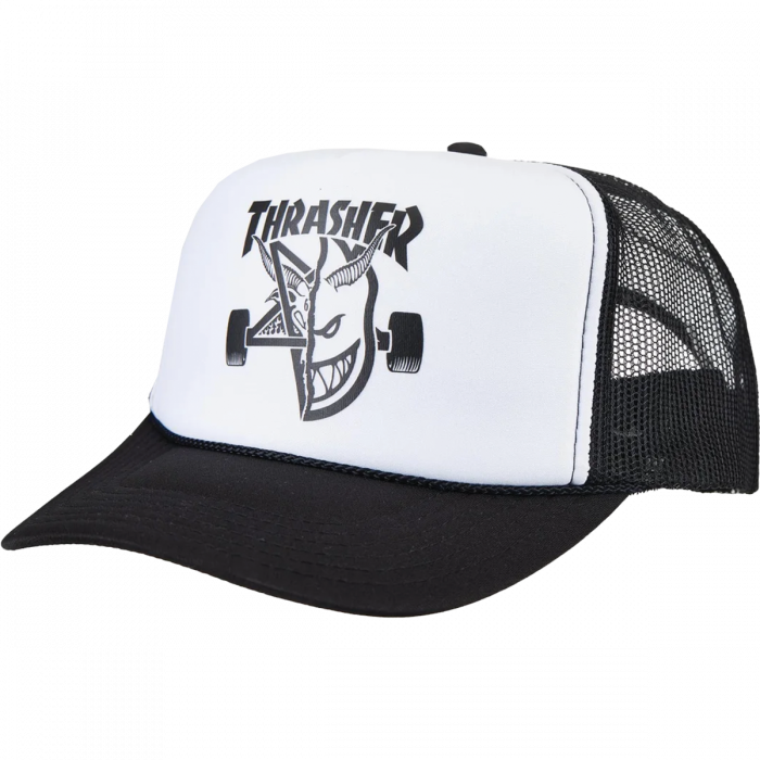 Thrasher Sf Thrash And Burn Mesh Hat Adj-Bk/Wt/Bk