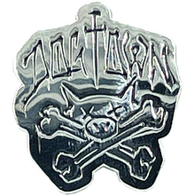 Dogtown Pig And Crossbones Enamel Pin 1.5" Sil/Blk
