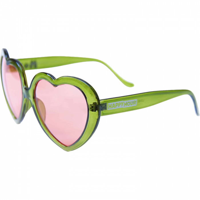 Happy Hr Heart Ons Moss Green/Pink
