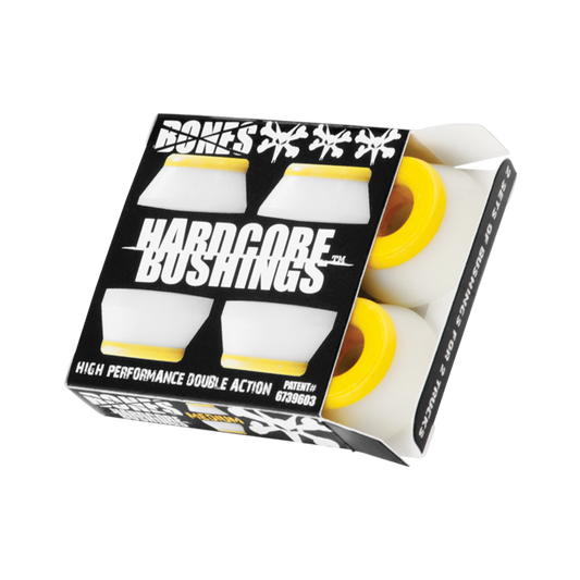 BONES HARDCORE 4PC MED WHITE/YELLOW BUSHINGS