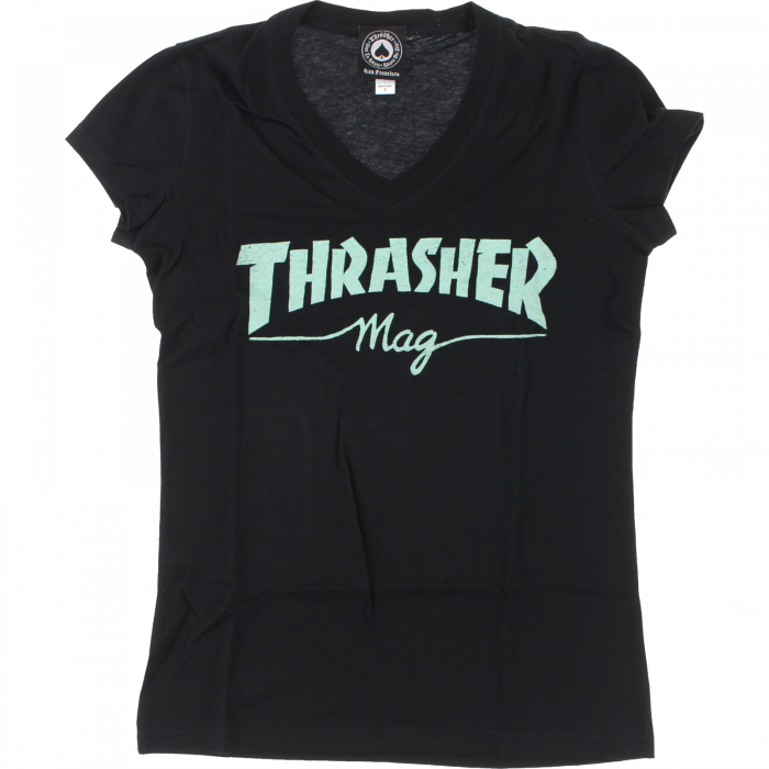 Thrasher Mag Logo Girls V-Neck Ss M-Blk/Mint