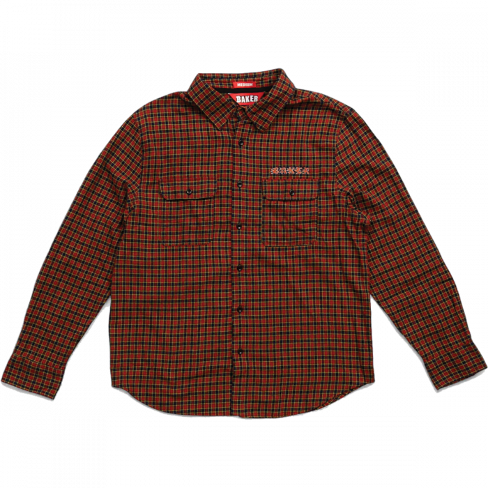 Baker Flames Ls Flannel S-Red