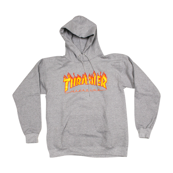Thrasher Flames Hd/Swt S-Heather Grey
