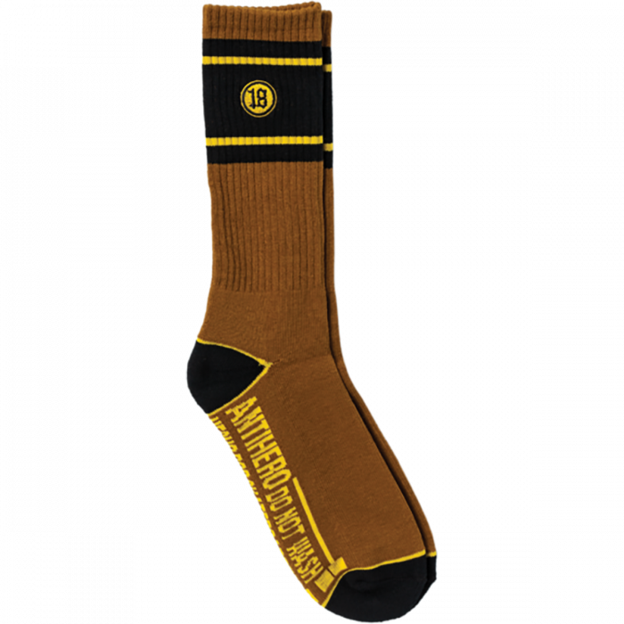 Ah Hecho Por Skate Emb Crew Sock Brown/Yel/Blk