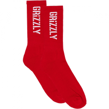 Grizzly Stamp Crew Socks Red/Wht 1Pr