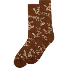 Thrasher Gonz Logo Pattern Crew Socks Brown/Tan