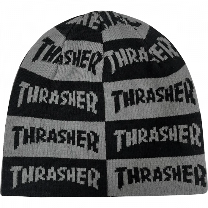 Thrasher Mag Checkered Skully Beanie Black/Grey