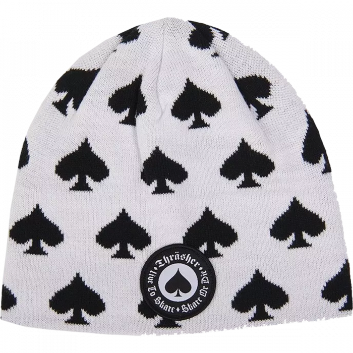 Thrasher Oath Skully Beanie White
