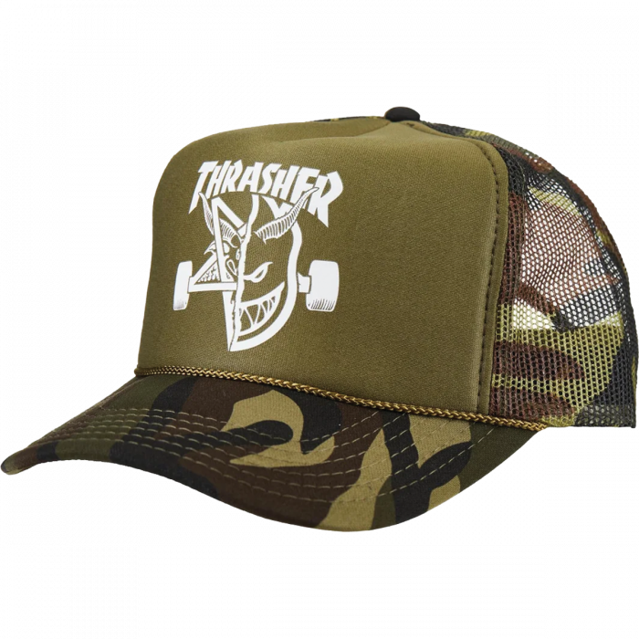 Thrasher Sf Thrash And Burn Trucker Hat Adj-Camo