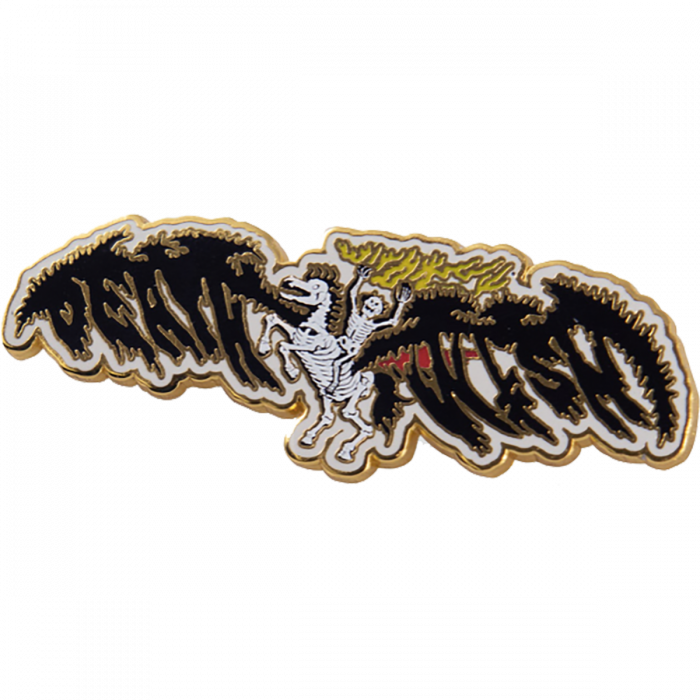 Dw Skeleton Horse Rider Lapel Pin 2.3"