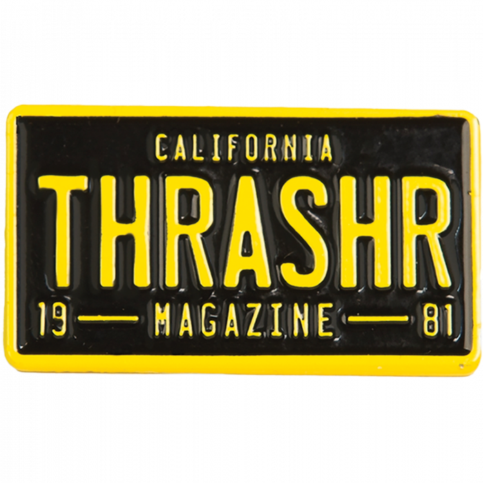 Thrasher License Plate Lapel Pin Blk/Yel