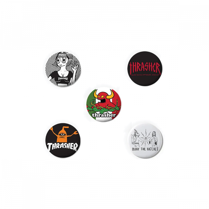Thrasher Toy Machine 1" Asst.5/Pk Buttons