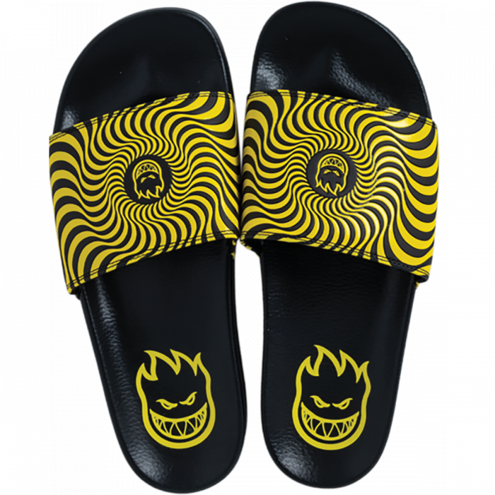 Sf Bighead Swirl Slide Sandal 10 Blk/Yel